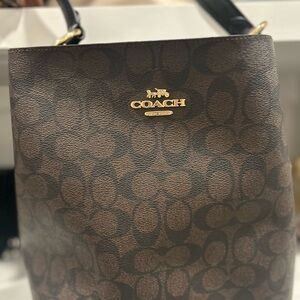 Coach Dark Brown Signature Shoulder Bag